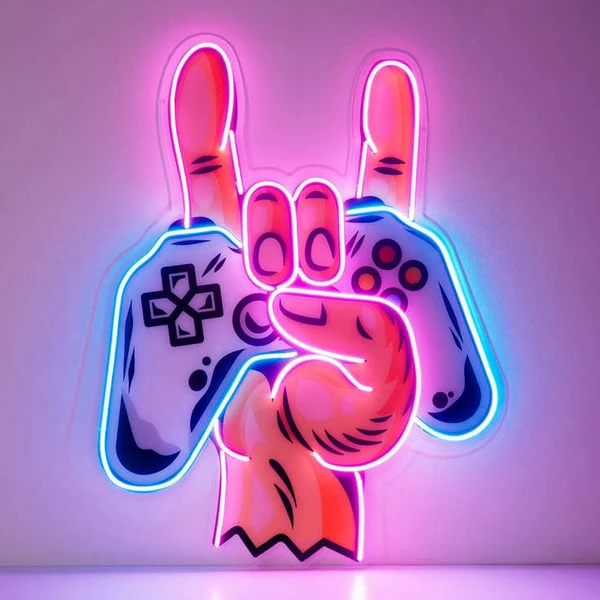 Neonlampe Konsole Hand